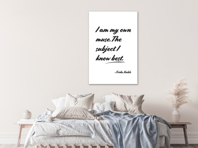 Canvas Print Frida Kahlo's words - black and white graphic with English inscription 134207 additionalImage 3