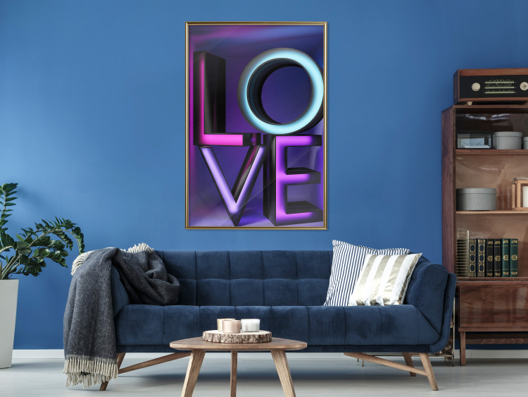 Poster Glassy Love - neon texts with imitation of 3D effect on a colorful background 135507 additionalImage 8