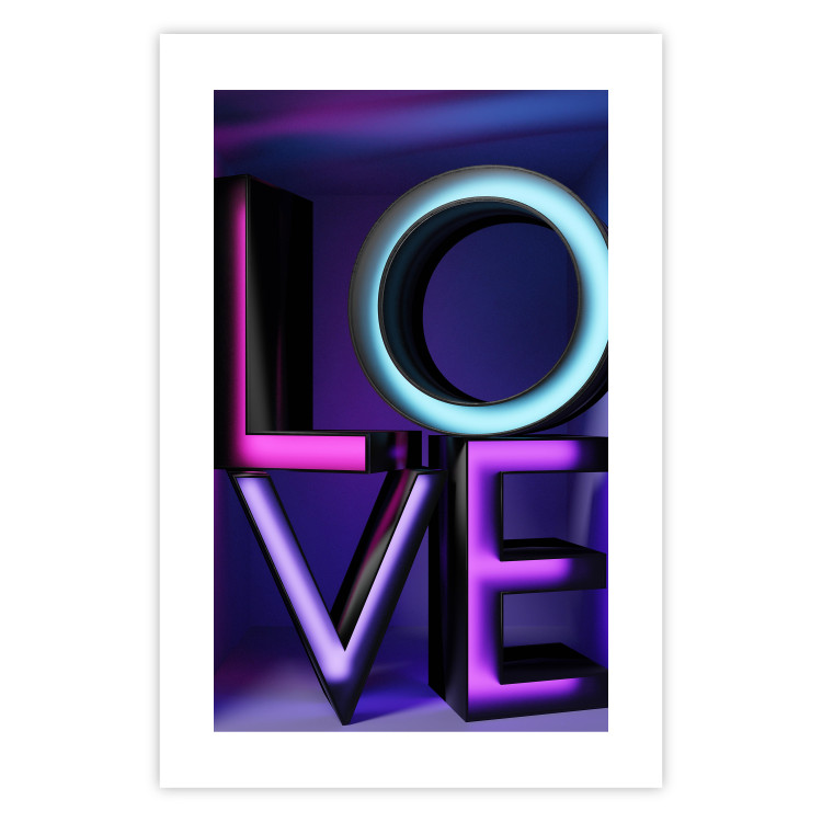 Poster Glassy Love - neon texts with imitation of 3D effect on a colorful background 135507 additionalImage 4