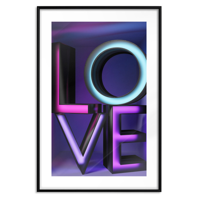 Poster Glassy Love - neon texts with imitation of 3D effect on a colorful background 135507 additionalImage 20