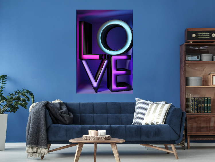 Poster Glassy Love - neon texts with imitation of 3D effect on a colorful background 135507 additionalImage 11