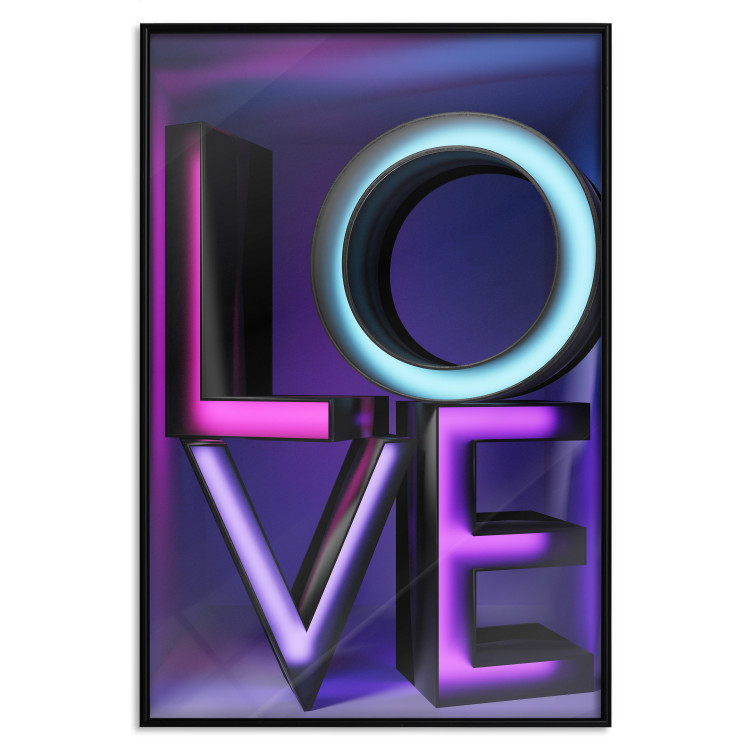 Poster Glassy Love - neon texts with imitation of 3D effect on a colorful background 135507 additionalImage 3