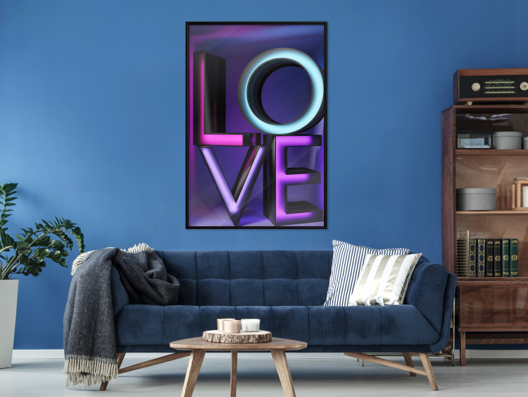 Poster Glassy Love - neon texts with imitation of 3D effect on a colorful background 135507 additionalImage 9