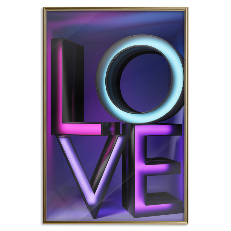 Poster Glassy Love - neon texts with imitation of 3D effect on a colorful background 135507 additionalImage 2