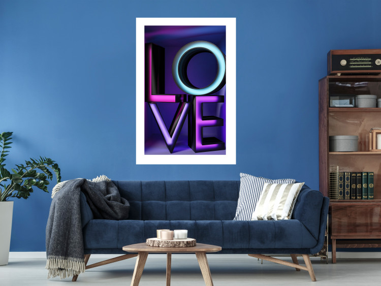 Poster Glassy Love - neon texts with imitation of 3D effect on a colorful background 135507 additionalImage 10