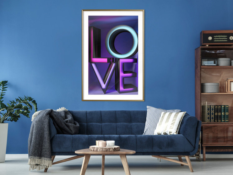 Poster Glassy Love - neon texts with imitation of 3D effect on a colorful background 135507 additionalImage 6