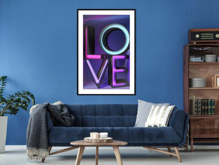 Poster Glassy Love - neon texts with imitation of 3D effect on a colorful background 135507 additionalImage 7