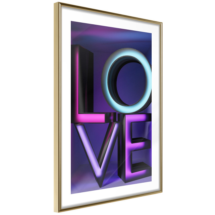Poster Glassy Love - neon texts with imitation of 3D effect on a colorful background 135507 additionalImage 12
