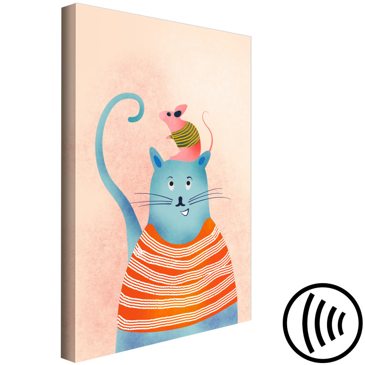 Canvas Print Good Friends (1-piece) Vertical - funny colorful cat and mouse 135707 additionalImage 6