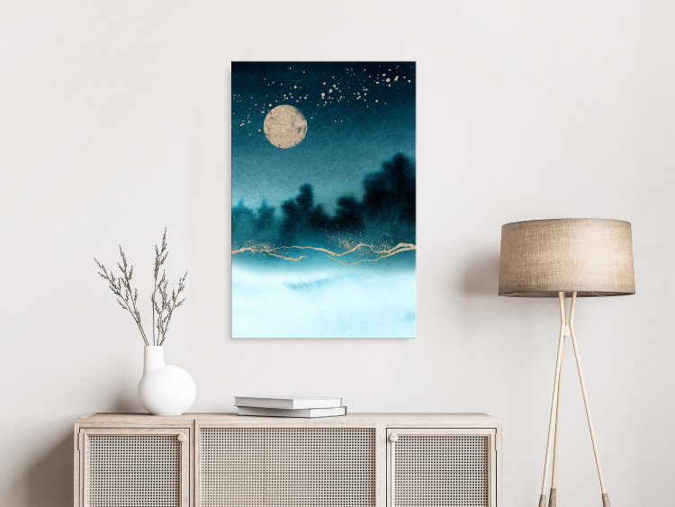 Canvas Misty Moon (1-piece) Vertical - landscape in the moonlight 136007 additionalImage 3