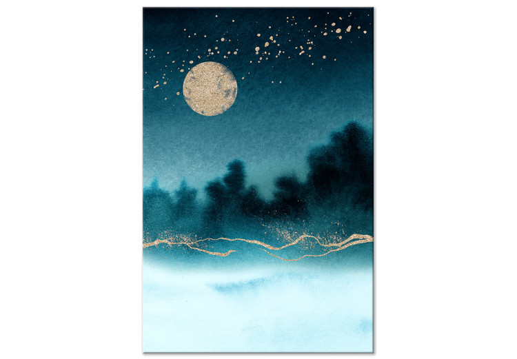 Canvas Misty Moon (1-piece) Vertical - landscape in the moonlight 136007