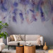 Wall Mural Minimalist nature - purple bird feathers with grey textured pattern in the background 138407