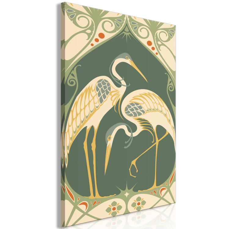 Canvas Stylish Cranes (1-piece) Vertical - water birds in art deco style 143207 additionalImage 2