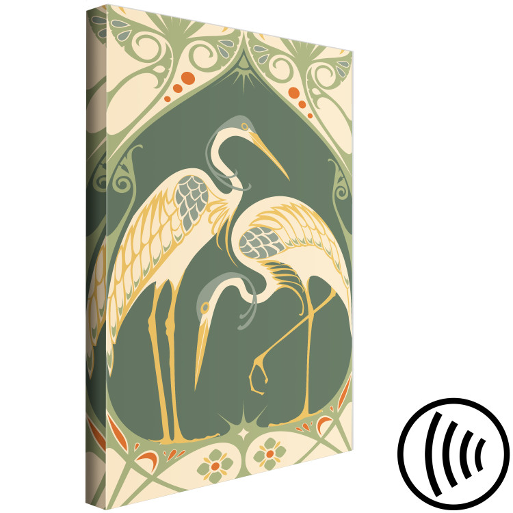 Canvas Stylish Cranes (1-piece) Vertical - water birds in art deco style 143207 additionalImage 6