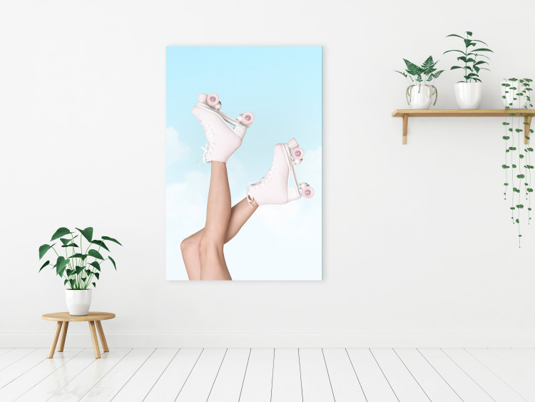 Canvas Print Roller Skates Against Blue Sky (1-piece) - woman's legs up in the air 144107 additionalImage 3