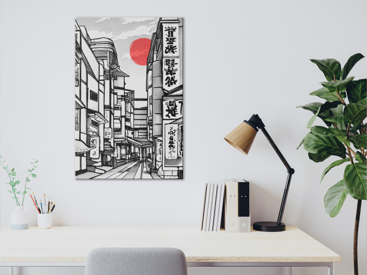 Canvas Street in Japan - Black and White City Architecture in Eastern Style 145507 additionalImage 3