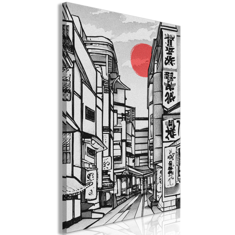 Canvas Street in Japan - Black and White City Architecture in Eastern Style 145507 additionalImage 2
