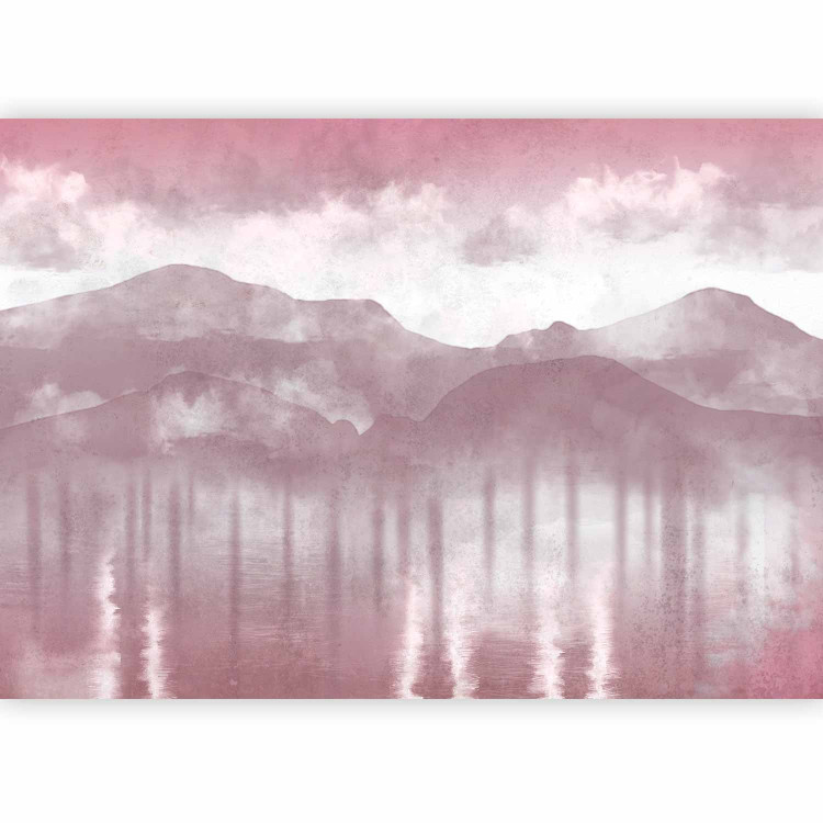 Photo Wallpaper Hazy Landscape - View of the Mountains and the Lake in Pink Shades 146007 additionalImage 5