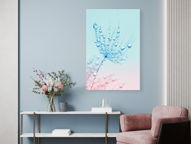 Canvas Art Print Dandelion - Plant in Blue Colors With Dew Drops 149807 additionalImage 3