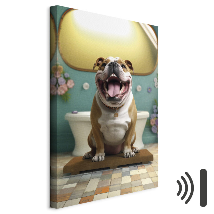 Canvas Print AI French Bulldog Dog - Animal Waiting In Colorful Bathroom - Vertical 150107 additionalImage 8