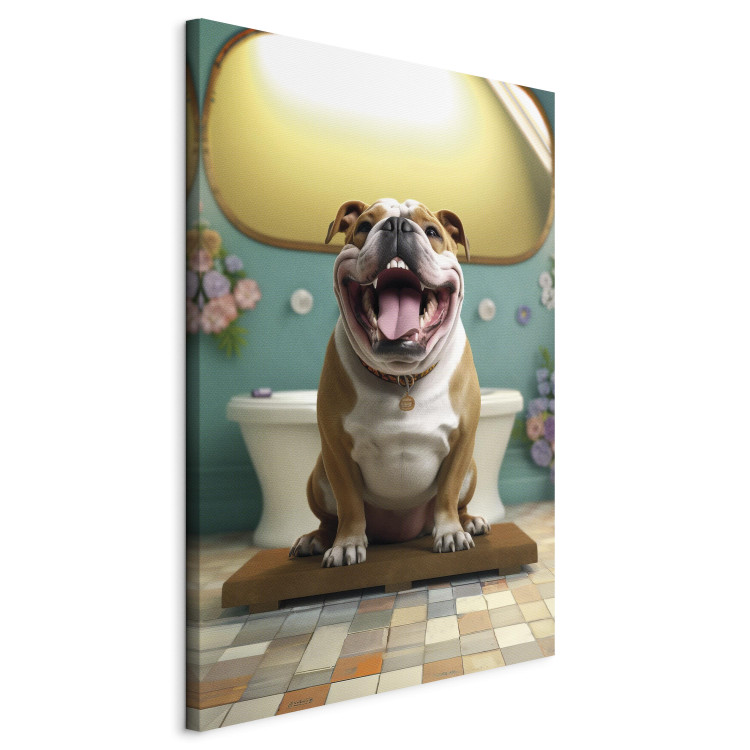 Canvas Print AI French Bulldog Dog - Animal Waiting In Colorful Bathroom - Vertical 150107 additionalImage 2