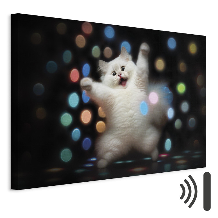 Canvas Art Print AI Persian Cat - Dancing Animal in Disco Dots - Horizontal 150207 additionalImage 8