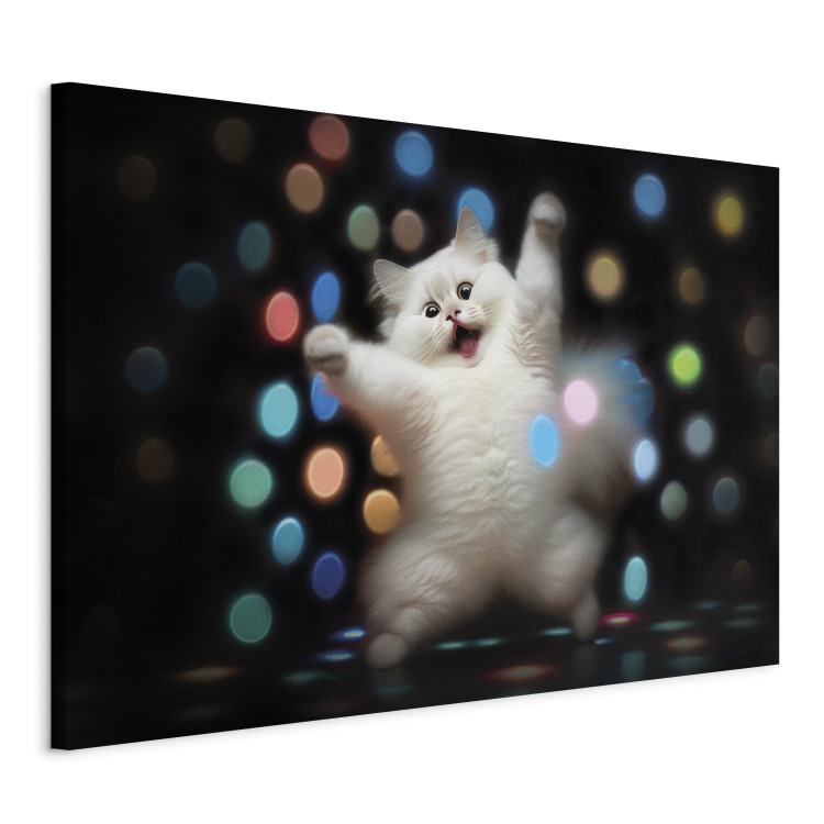 Canvas Art Print AI Persian Cat - Dancing Animal in Disco Dots - Horizontal 150207 additionalImage 2