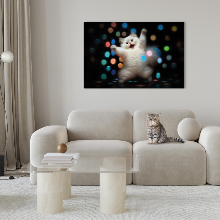 Canvas Art Print AI Persian Cat - Dancing Animal in Disco Dots - Horizontal 150207 additionalImage 5