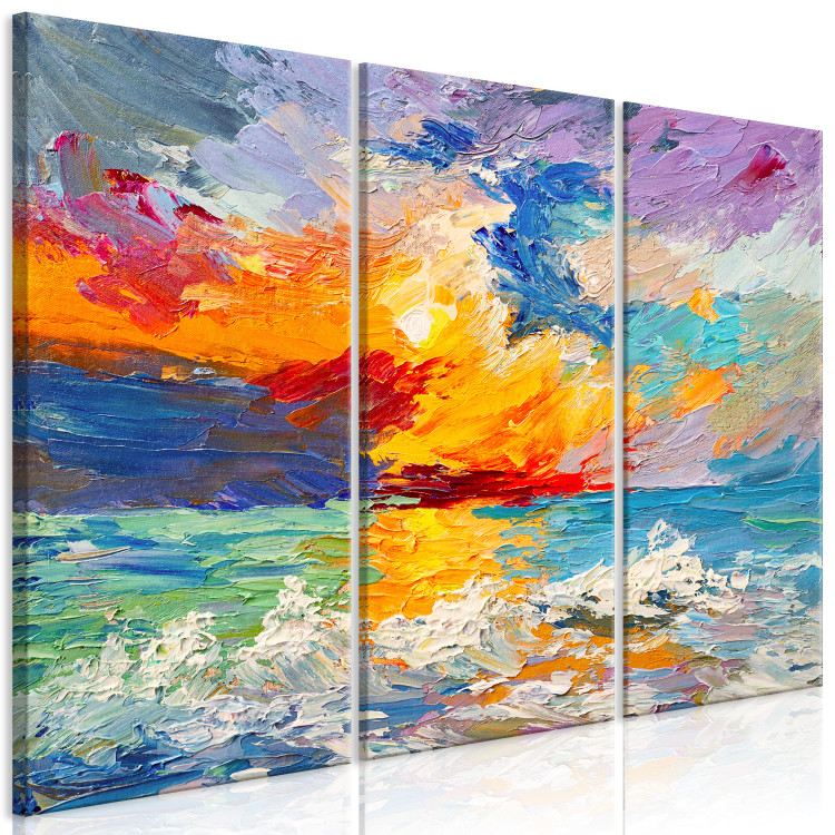Canvas Art Print Seascape - Painted Sunset in Vivid Colors 151807 additionalImage 2