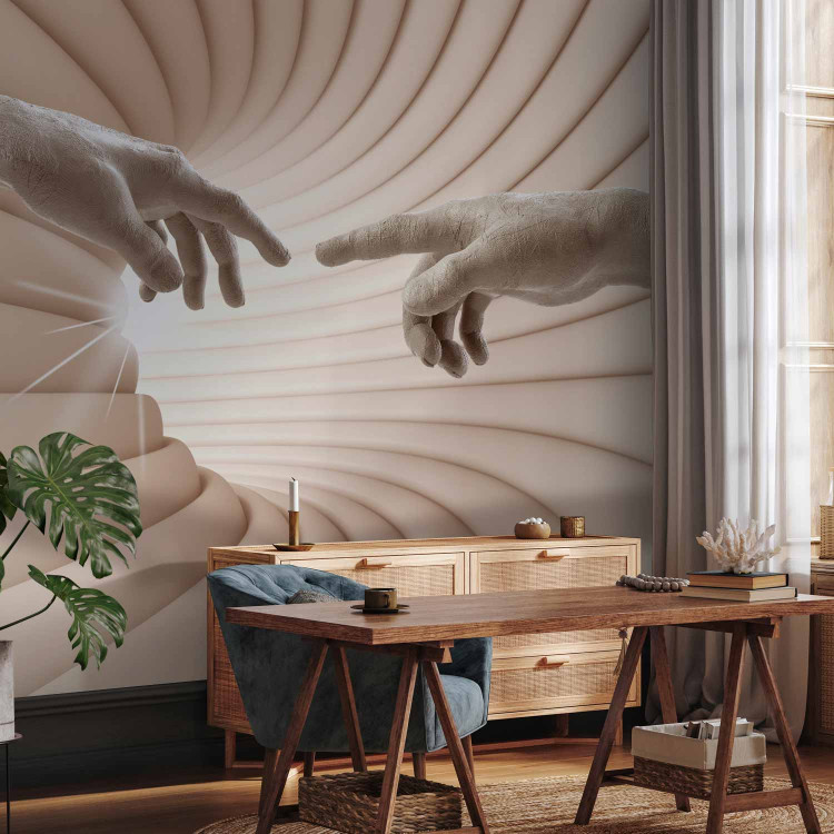 Wall Mural Cose people - hands on a background of a long corridor in shades of beige 62307 additionalImage 4