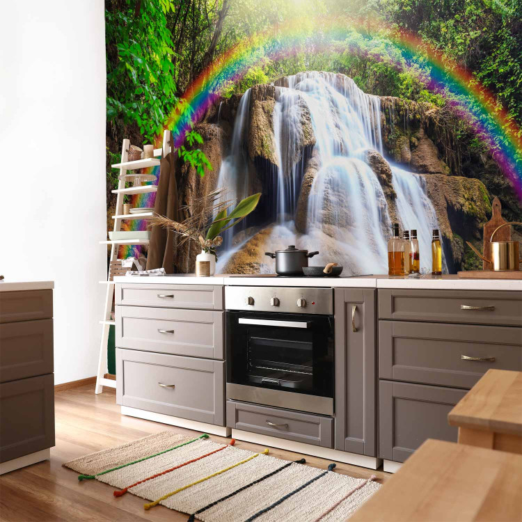 Wall Mural Tranquility of Nature - Landscape of Stone Waterfall and River in Forest with Rainbow 64607 additionalImage 7
