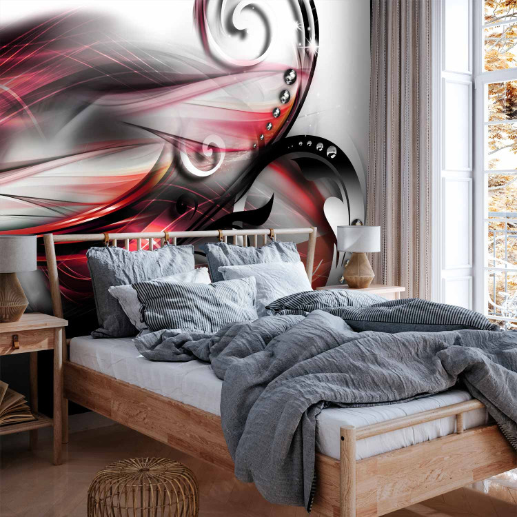 Wall Mural Metallic expression - composition with waves and patterns on a white background 97707 additionalImage 2