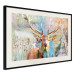 Poster Deer on Wood - abstraction with a forest animal and texts in the background 114417 additionalThumb 3