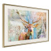 Poster Deer on Wood - abstraction with a forest animal and texts in the background 114417 additionalThumb 2