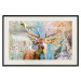 Poster Deer on Wood - abstraction with a forest animal and texts in the background 114417 additionalThumb 18
