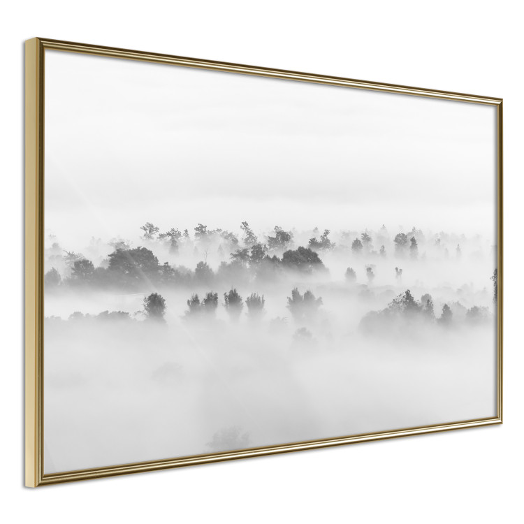 Wall Poster Dense fog - black and white landscape overlooking misty treetops 114917 additionalImage 14