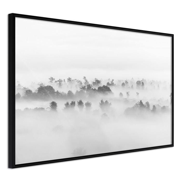 Wall Poster Dense fog - black and white landscape overlooking misty treetops 114917 additionalImage 12