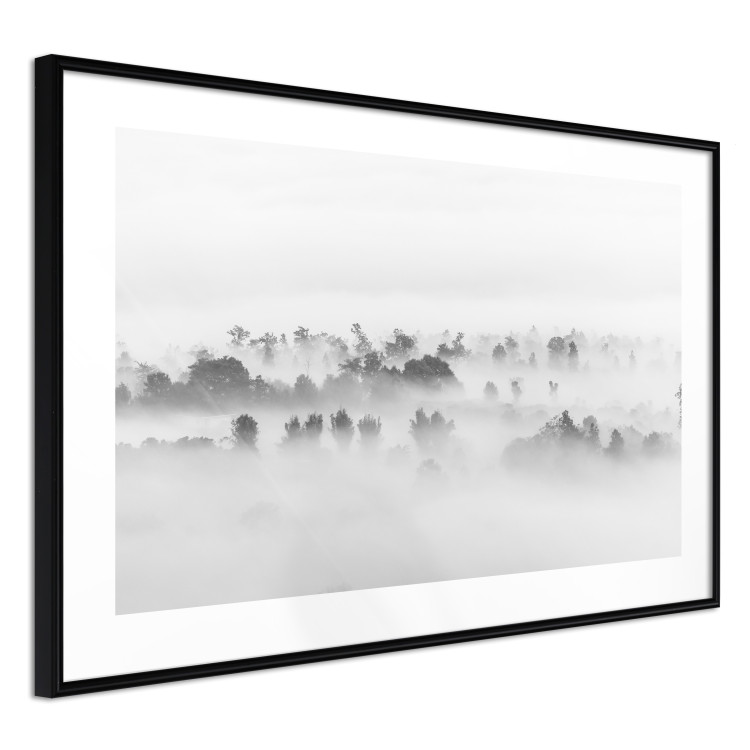 Wall Poster Dense fog - black and white landscape overlooking misty treetops 114917 additionalImage 13