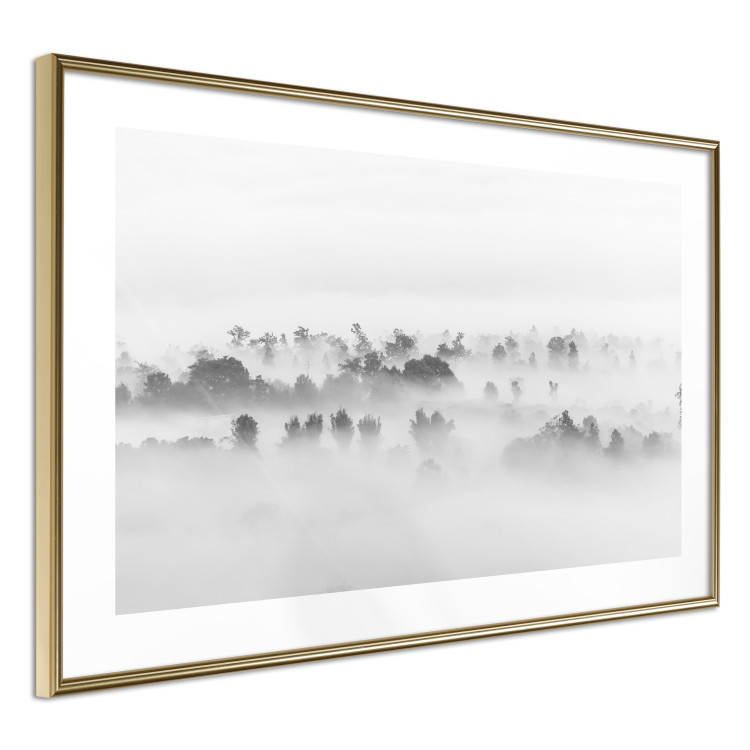 Wall Poster Dense fog - black and white landscape overlooking misty treetops 114917 additionalImage 8