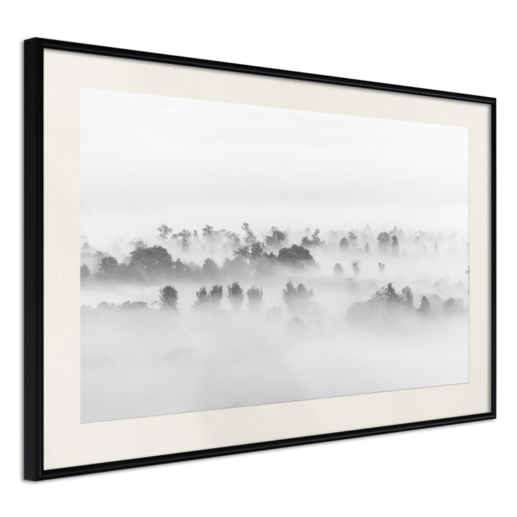 Wall Poster Dense fog - black and white landscape overlooking misty treetops 114917 additionalImage 3