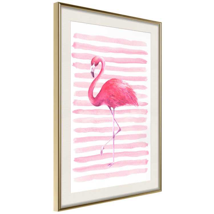 Poster Flamingo and Stripes - composition with a pink bird on a background of horizontal stripes 115317 additionalImage 2