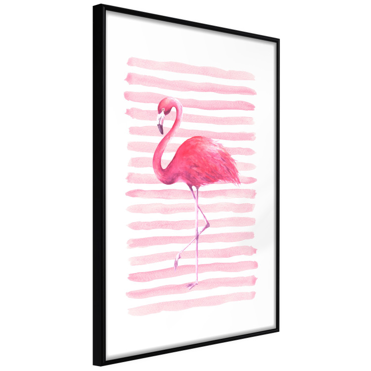 Poster Flamingo and Stripes - composition with a pink bird on a background of horizontal stripes 115317 additionalImage 11
