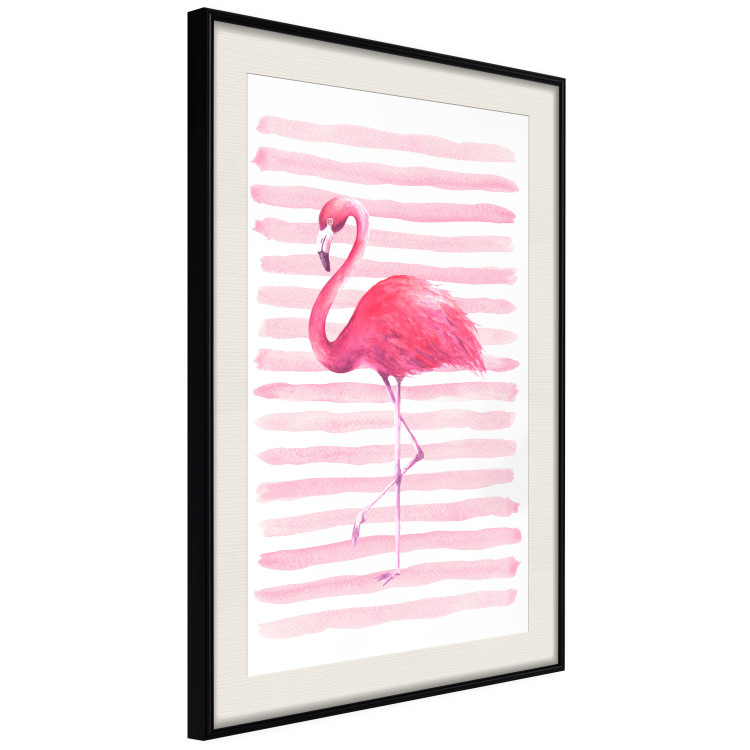 Poster Flamingo and Stripes - composition with a pink bird on a background of horizontal stripes 115317 additionalImage 3