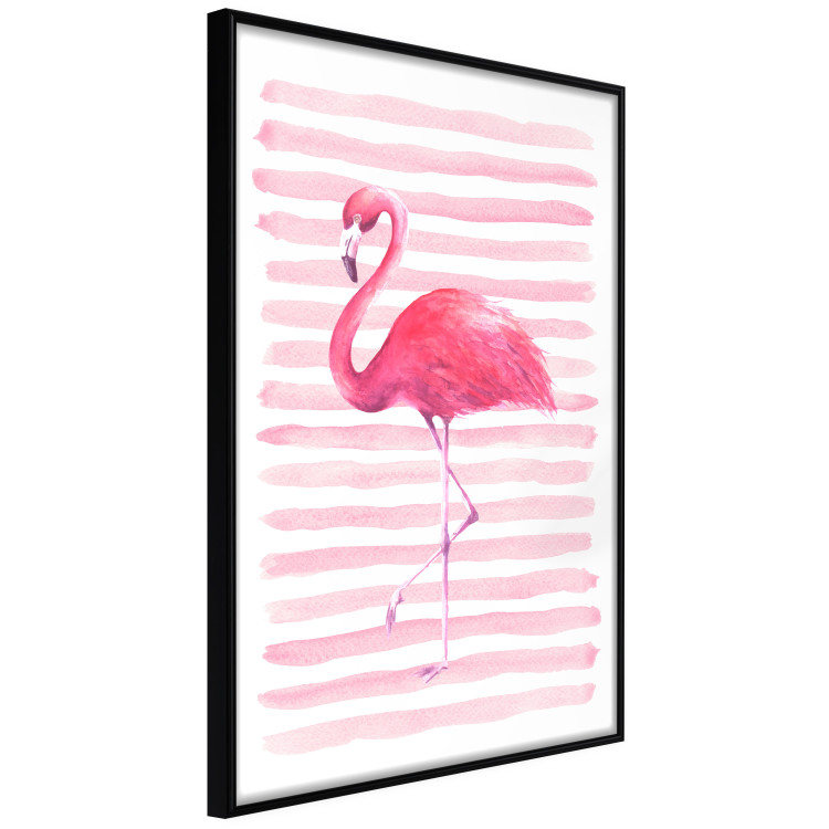 Poster Flamingo and Stripes - composition with a pink bird on a background of horizontal stripes 115317 additionalImage 12