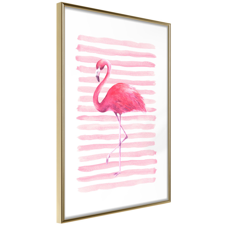 Poster Flamingo and Stripes - composition with a pink bird on a background of horizontal stripes 115317 additionalImage 8