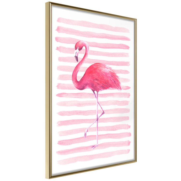 Poster Flamingo and Stripes - composition with a pink bird on a background of horizontal stripes 115317 additionalImage 12