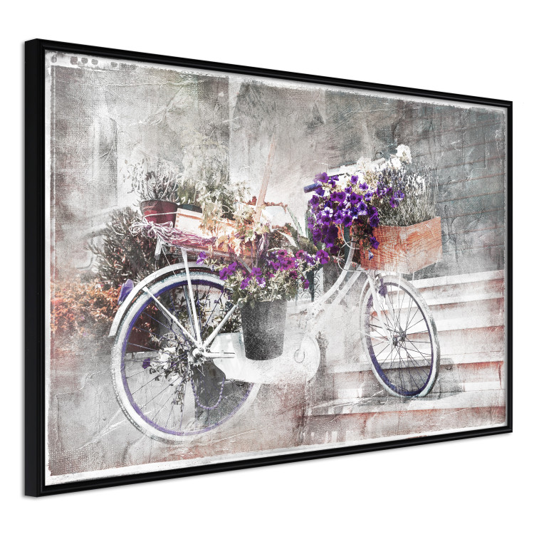 Poster Flowery Bicycle - colorful composition on a retro-style staircase background 116417 additionalImage 10