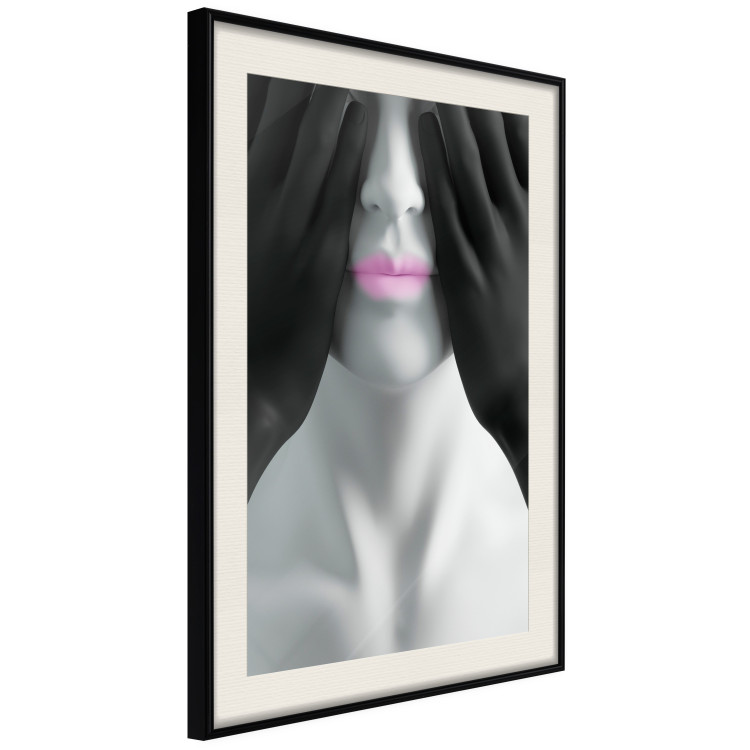 Wall Poster Mannequin - black and white abstraction with a woman's face with pink lips 117017 additionalImage 8