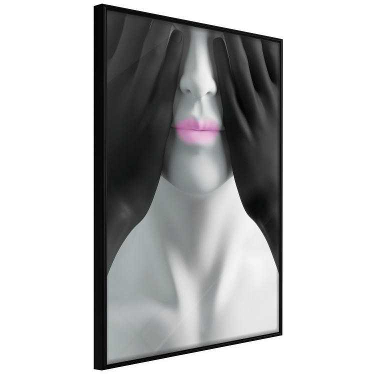 Wall Poster Mannequin - black and white abstraction with a woman's face with pink lips 117017 additionalImage 11