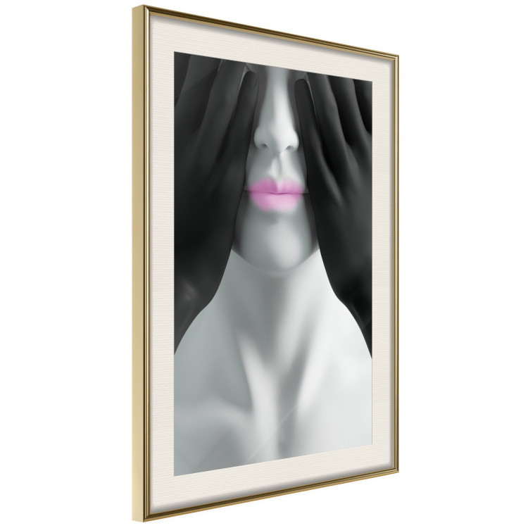 Wall Poster Mannequin - black and white abstraction with a woman's face with pink lips 117017 additionalImage 5
